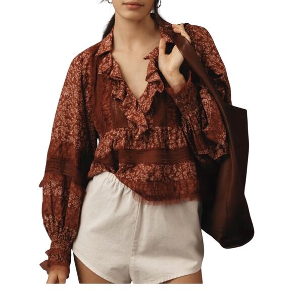 Anthropologie Tops - Anthropologie Popover Blouse Small Petite